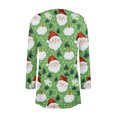 thumbnail image 3 of Women's Fashionable Loose-Fit Casual Cardigan with Christmas Print Mid-Length Coat for Holiday Outfits and Comfortable Wear,Green,XL, 3 of 6