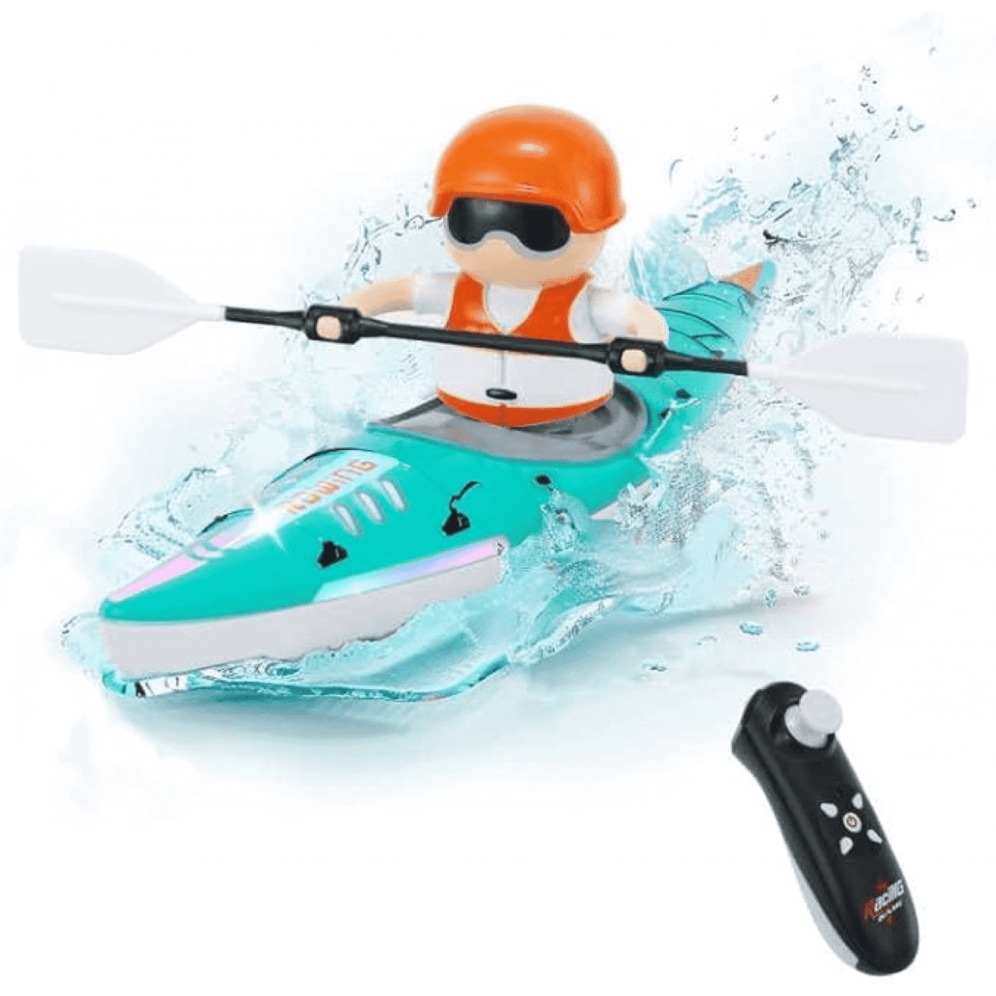 Remote Control Kayak Toys, RC Boat with Light for Outdoor Activity, Water Toys for Kids Ages 6+