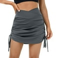 thumbnail image 2 of Kopltyrfg Swim Skirts for Women Tankini Bottoms Drawstring High Waisted Shorts Tummy Control Ruched Swimsuits Swimdress Gray XL, 2 of 7