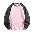 thumbnail image 2 of XRoczxe Men Raglan Color Block Long Sleeve T-Shirt, Casual Crew Neck Contrast Pullover Top, Loose Fit Basic Layer Shirt for Winter Daily Wear Pink, 2 of 5