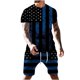 thumbnail image 1 of Hombres Casual Cuello redondo Día de la Independencia Impresión Blusa de manga corta y pantalones cortos Pantalones Traje de dos piezas Pompotops  oipoqjl35659, 1 of 5
