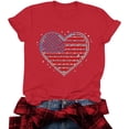 thumbnail image 6 of Mifsaly Womens Crewneck Short Sleeve Tops Summer Casual Rhinestone Heart Graphic T Shirts Loose Fit Dressy Daily Wear Sparkly Patriotic Fashion Tees L, 6 of 6