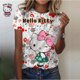 thumbnail image 3 of Camiseta informal de manga corta a color para mujer, camisetas de cuello redondo estilo Harajuku, camisetas con estampado de dibujos animados de Hello Kitty, camisetas gráficas kawaii para mujer, 3 of 5