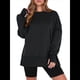 thumbnail image 2 of Sudaderas Oversize para Mujer, Cuello Redondo, Larga, Informales, Holgadas, con Aberturas, para Otoño Negro L, 2 of 9