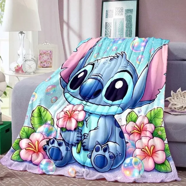 Cartoon Cute Stich Blanket, 3D Printing Lilo & Strong Soft and Comfortable Children's Nap Sleeping Blanket, Bedding