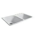 thumbnail image 3 of Miseno MCI67-4TM-22 33" Double Basin Drop In Cast Iron Kitchen Sink; Biscuit, 3 of 5