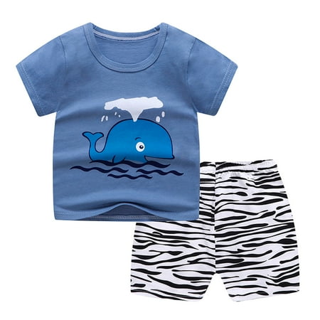 

Summer Savings Clearance! Dezsed 1-5Year Toddler Boys Clothes Cartoon Print Pattern Short Sleeve And Shorts Summer Clothes Two-Pieces Kids Baby Boy Set Clothes