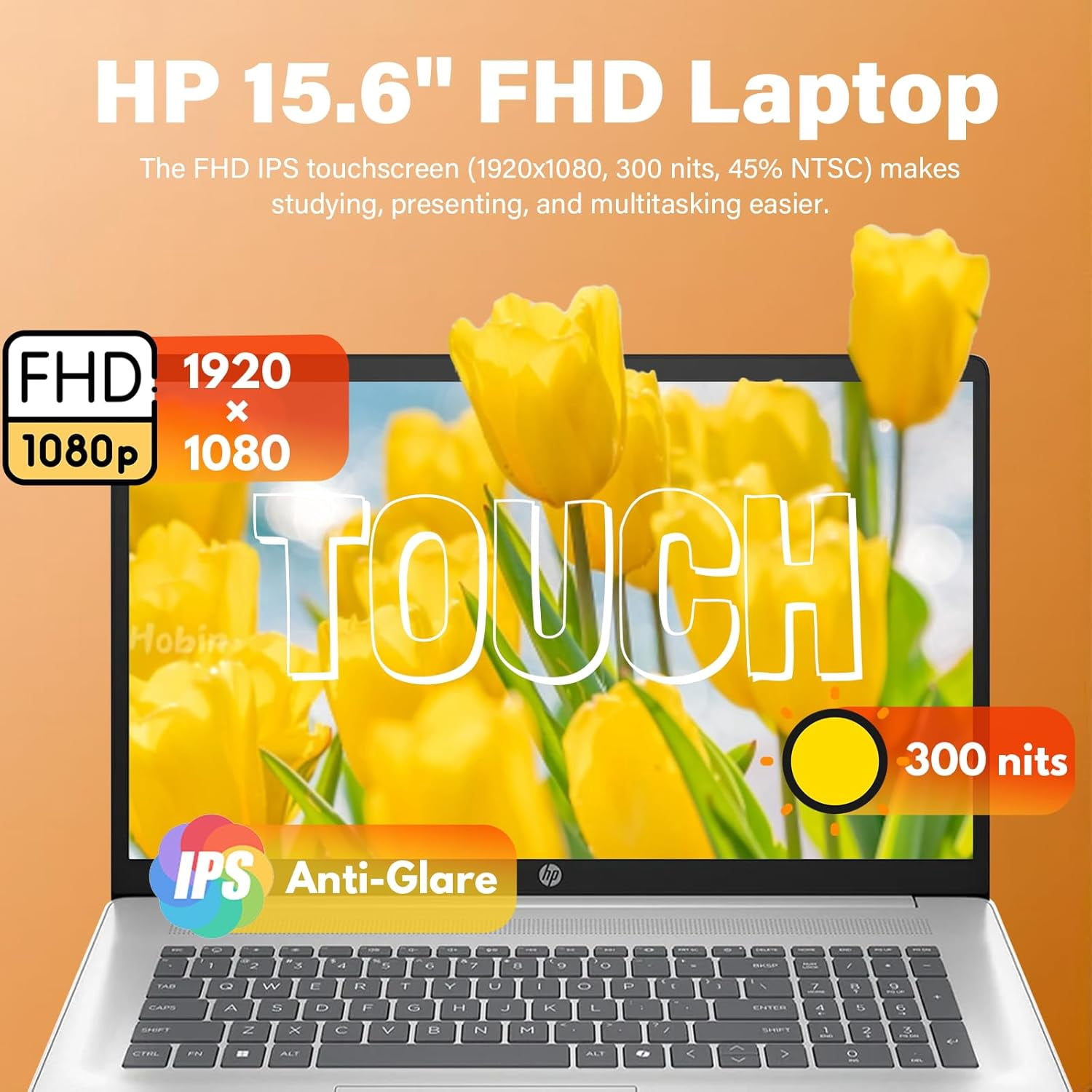 HP 15.6" FHD Display Touchscreen Laptop Computer, Intel i7 1355U, Intel Iris Xe Graphics, Windows 11 Pro, Wi-Fi6, Bluetooth, Accessoires (16GB RAM + 1TB SSD)