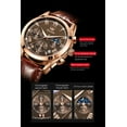 thumbnail image 6 of OLEVS Mens Watches Luxury Chronograph Moon Phase Waterproof Luminous Brown Leather Strap Date Rose Gold Classic Watch for Men, 6 of 12