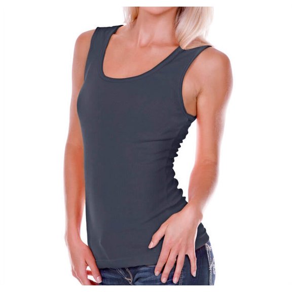 Kavio! Women Double Rolling Raw Edge Tank Charcoal M