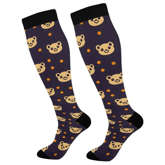 joogoo Cute Bears Dots Compression Socks Women Men Knee High Sock