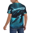 thumbnail image 2 of Hirioo Vintage Blue Pattern Whale for Men's Baseball T-shirt Shirts Short Sleeve Casual Summer Button Stretch T Shirts,Size S-4XL-3X-Large, 2 of 7