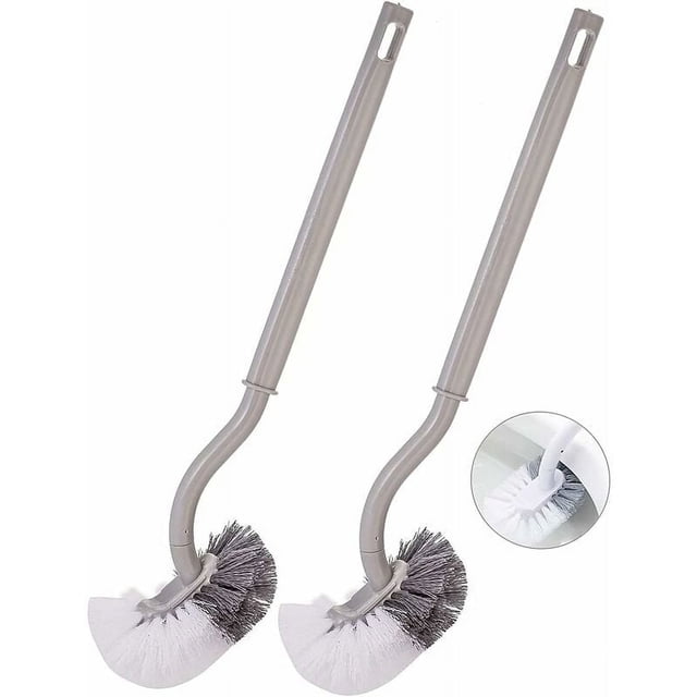 Solución innovadora para escobilla de baño, cabezal de cepillo en forma de C para un alcance óptimo, mango cómodo antideslizante para un mejor agarre, diseño de almacenamiento colgante para una