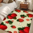 thumbnail image 5 of Beige Red Strawberry Area Rug 4'x6', Spring Floral Watercolor Summer Botanical Washable Non-Slip Rugs, Low Pile Large Carpet for Living Room Bedroom Dining Room Kitchen Office Indoor Mat, 5 of 9