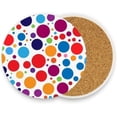 thumbnail image 5 of Printed Round Colorful Dots Ceramic Coasters with Cork-Backed for Coffee Drink Cup Mat Absorbent Stone Coaster Set of 1/2/4, 5 of 5