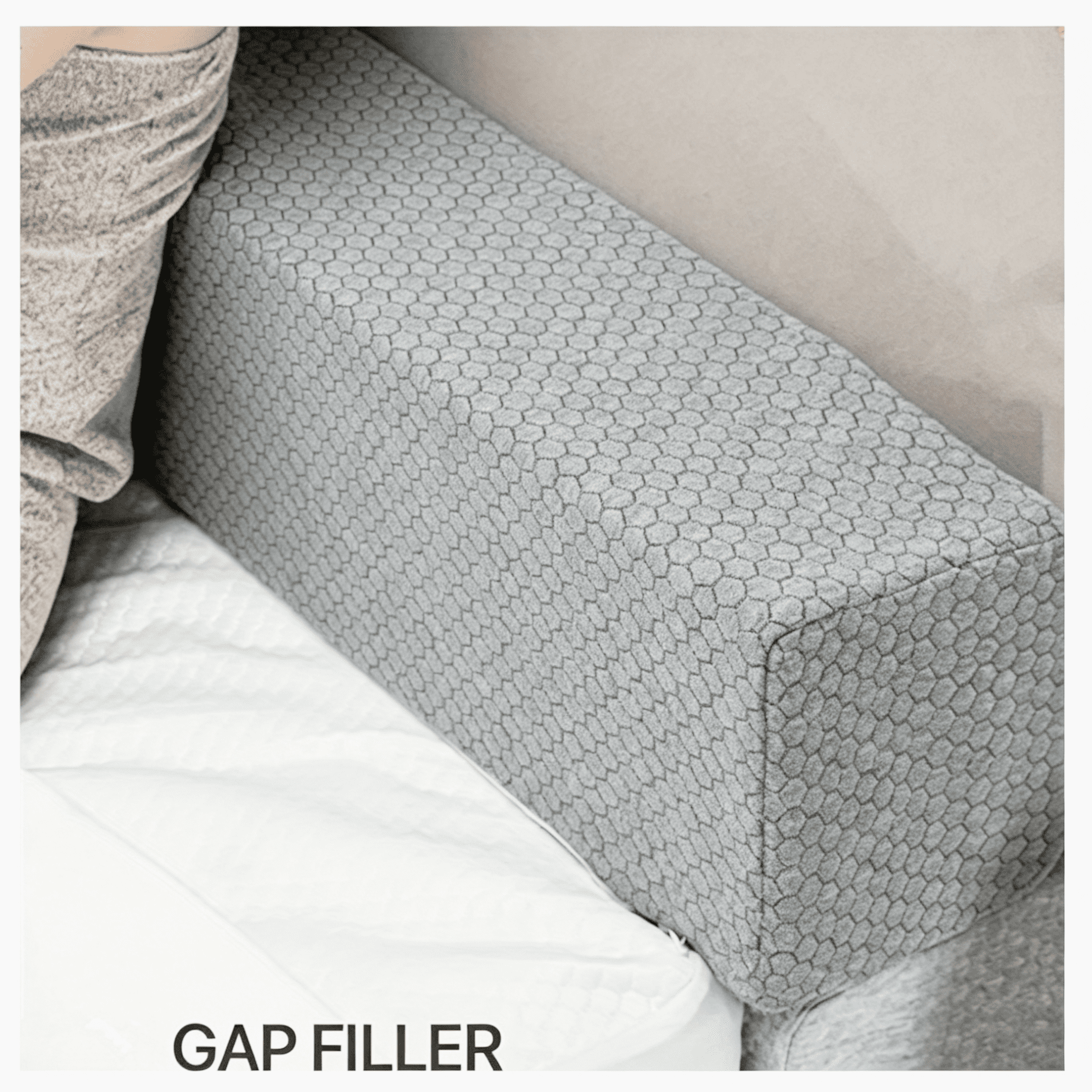 Oaskys Soft Square Headboard Wedge Pillow – High Rebound Ergonomic Support Memory Foam Cushion, King Queen Size Gap Filling for Bed and Sofa, Gray