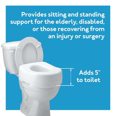 Carex Raised Toilet Seat Riser, Adds 5.5" of Height, 300 lb Weight Capacity, Slip-Resistant, White