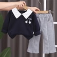 thumbnail image 2 of Odeerbi 1-5 Años Niñas Conjunto de Algodón Cuello Abotonado Tops de Manga Larga Pantalones Anchos Conjunto de Dos Piezas, 2 of 8