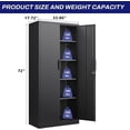 thumbnail image 3 of 72" H Metal Storage Cabinet,Metal Garage Storage Cabinet with Doors and 4 Adjustable Shelves,Steel Locking Cabinets for Home Office,Garage,School,Black, 3 of 14
