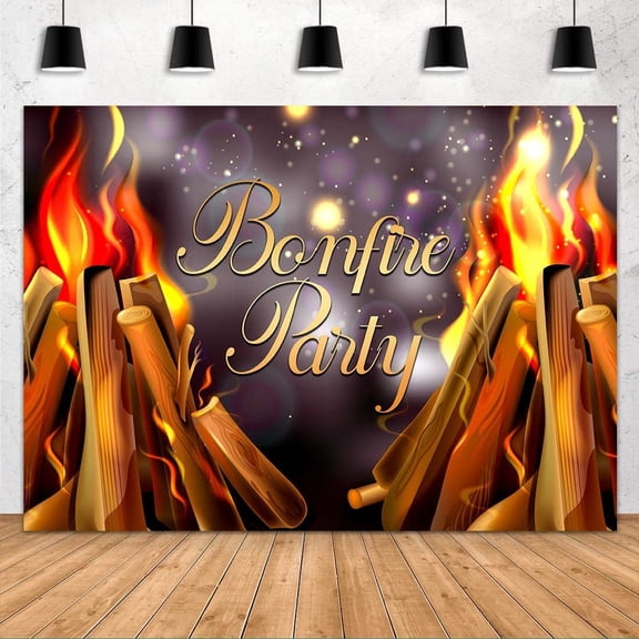 7x5FT Bonfire Party Backdrop Firewood Flame Photography Background Birthday Party Decorations Banner Supplies Photo Booth Props