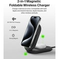 thumbnail image 2 of Belkin MagSafe-Compatible iPhone Charger, 2-in-1 Magnetic Foldable Charger 15W - Qi2-Certified Wireless Charger for Apple iPhone 16, iPhone 15 w/Non-Slip Base, PSU Included - Black, 2 of 8