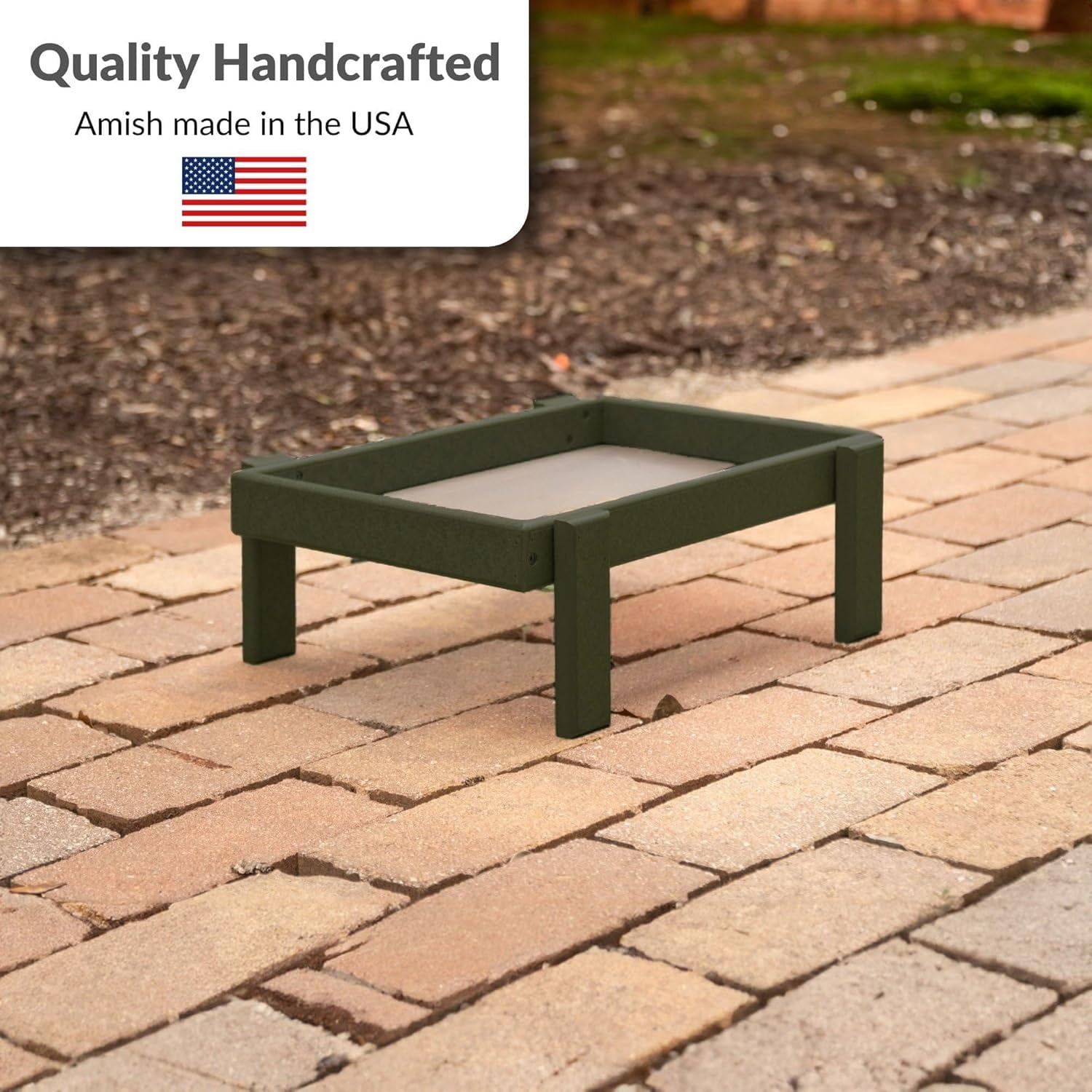 DutchCrafters Amish American Made Platform Bird Feeder, Free Standing Ground Bird Feeders for Outdoors, with Raised Seed Tray for Wild Birds, Chicken, Squirrel, Gift for Birdwatchers (Turf Green)