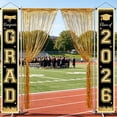 thumbnail image 7 of Coolmade Class of 2026 Graduation Porch Banners, 2 Pack Black Gold Congrats Grad Door Signs, 12x72 Inch Hanging Decorations for High School College Indoor Outdoor Graduation Party Supplies, 7 of 7