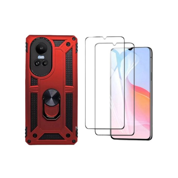 Funda Uso Rudo Con Anillo Magnético Para Oppo Reno 10 Rojo Cely Vesmir