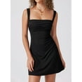 thumbnail image 2 of Womens Mini Square Neck Fitted Going Out Ruched Dresses Summer Party Club Bodycon Short Dress, 2 of 8