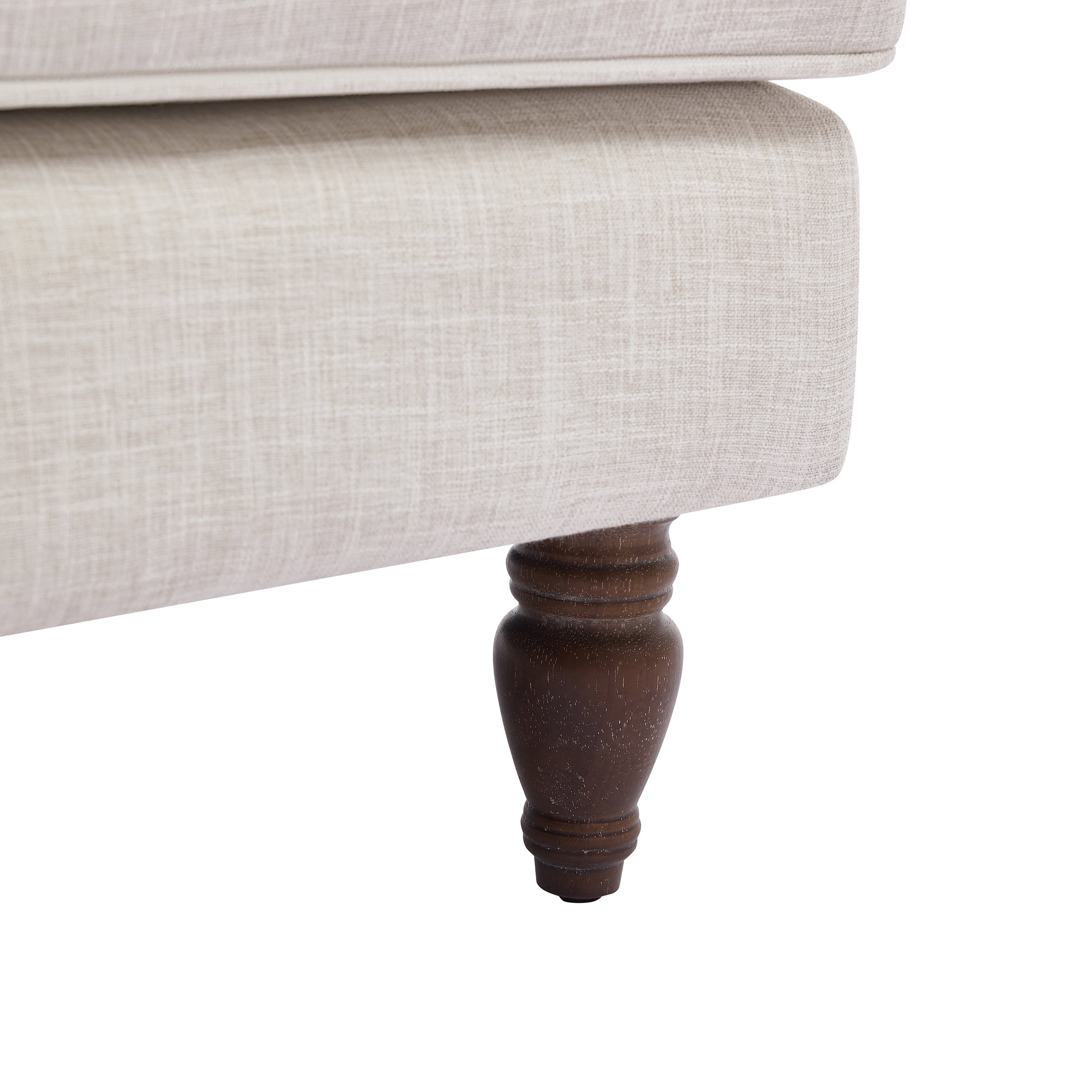 MAYEERTY Vintage Linen Upholstered Armchair - Antique Wood Legs, For Living Room/Bedroom, Cream
