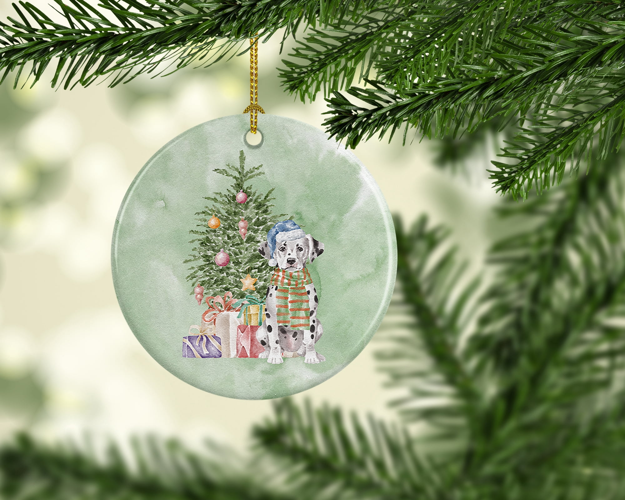 Christmas Dalmatian Puppy Ceramic Ornament 2.8 in x 2.8 in
