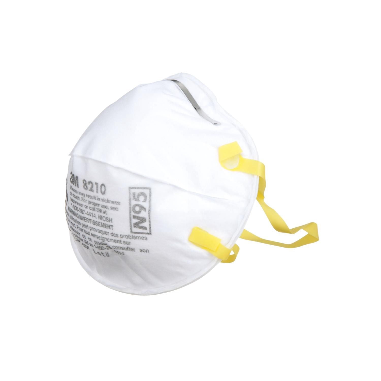 Respirateur jetable de grand rendement pour le ponçage et l’isolation de la fibre de verre 3M(MC), 8210H2-DC, blanc, 2/paquet