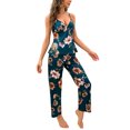 thumbnail image 2 of A AGROSTE Women's Silk Satin Pajamas Set 2 Pcs Floral Silky Pj Sets Sleepwear Cami Nightwear with Pant, 2 of 8