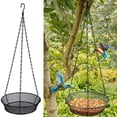 thumbnail image 2 of Comedero para pájaros colgante, bandeja redonda, plataforma de malla metálica, alimentador de semillas para decoración de jardín al aire libre, 2 of 6
