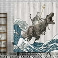 thumbnail image 6 of Funny Cat Shower Curtain, Cool Cat Dinosaur Japanese Ocean Wave Decor Fabric Bathroom Curtains, Kids Children Rustic Wooden Farmhouse Shower Curtain 48X70 inch, 6 of 6
