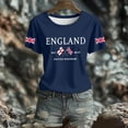 thumbnail image 4 of Women Blouses Short Sleeve Shirts British Print Crew Neck T Shirt Casual Tee Top Ladies Fashion Trendy Blouse XL, 4 of 5