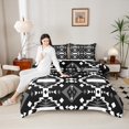 thumbnail image 4 of Homewish Black White Aztec Full Size Comforter Sets, Chic Triangle Abstract Bedding Comforter Set, Western Hippie Bohemian Reversible Bedding Sets, Microfiber Bedroom Decor, 3-Piece, 4 of 8