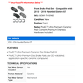 thumbnail image 2 of Front Brake Pad Set - Compatible with 2013 - 2016 Hyundai Elantra GT 2014 2015, 2 of 2