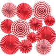 thumbnail image 1 of 12PCS Party Hanging Paper Fans Set, Fiesta Round Pattern Paper Garlands Decoration Party Supplies for New Year Baby Shower(Red), 1 of 4