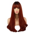 thumbnail image 1 of Pelucas de moda recta pa mujer de 26 pulgadas con flequillo pio rojo Zulema Peluca larga y recta para mujer, 1 of 8
