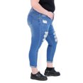 thumbnail image 2 of GoGo Jeans Juniors' Plus Size High Rise Destructed Jean with Roll Cuff, 2 of 3