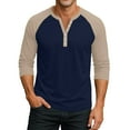thumbnail image 2 of Hearthz Mens Raglan Shirts 3/4 Sleeve Cotton Henley Neck Baseball Jersey Color Block Mens Tops Casual Fall Men Shirts Graphic, 2 of 9