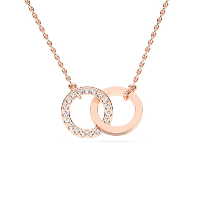 Collier en Argent Plaqué Or Rose 0,25 Ct FG/VS Rond de Laboratoire Lié à un Diamant Cercle 18 Pouces pour Femmes
