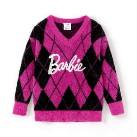Barbie Womens Sweater Mommy And Me Logo Roseo Embroidered Checkered Nylon Knitwear Sizes S-XL
