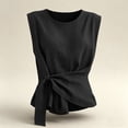 thumbnail image 6 of FchengtaiS Womens Cotton Linen Tank Tops Wrap Tie Knot Sleeveless Crew Neck Shirts Casual Summer Beach Going Out Tops, 6 of 7