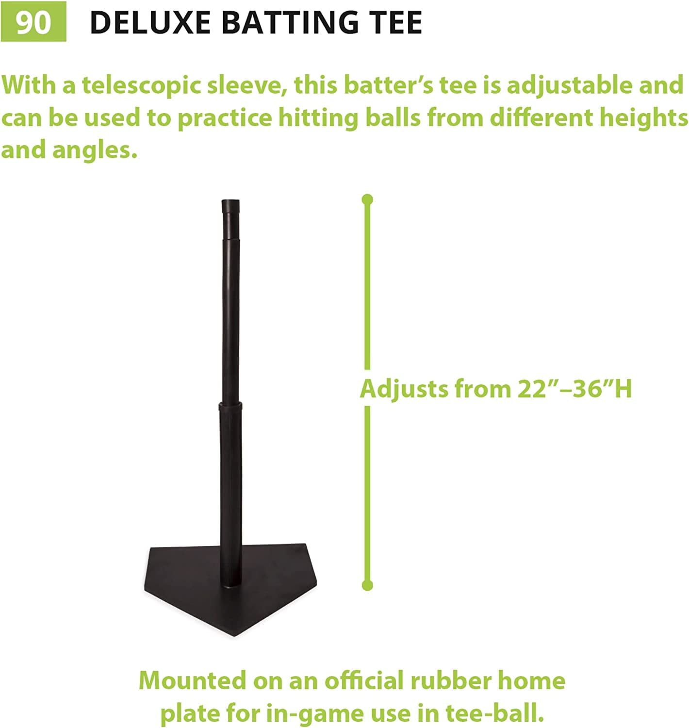 Champion Sports Deluxe Batting Tee - Mounted Adjustable Telescopic Batting Tee