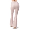 thumbnail image 3 of ClothingAve. Womens Soft Stretchy High Waist Boho Bell Bottom Flare Pants PU Pink Large, 3 of 6