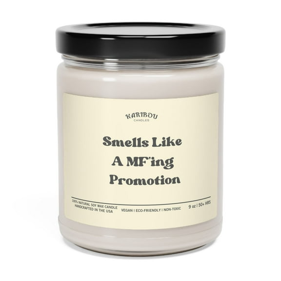Smells like a MF'ing Promotin Funny New Job, Office Gift Soy Candle,9oz