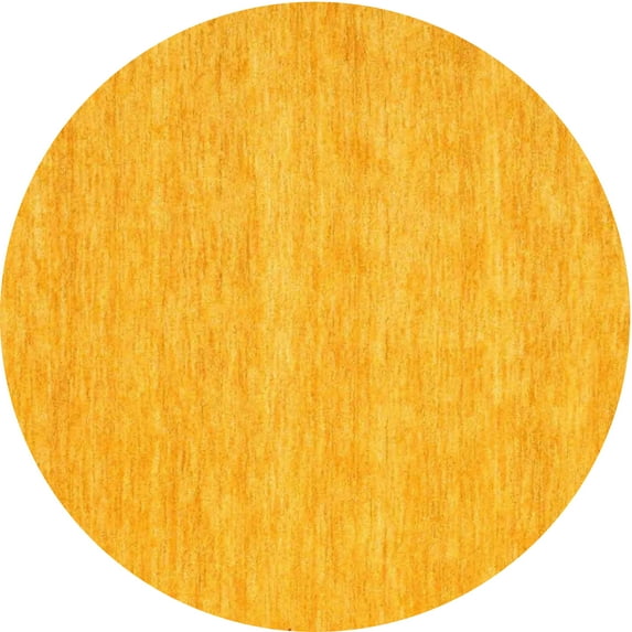Ahgly Company Indoor Round Contemporary Deep Yellow Abstract Area Rugs, 5' Round