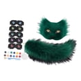 thumbnail image 2 of Conjunto con máscara y cola de zorro artificial, accesorio de cosplay para festival, carnaval, Verde, 2 of 8